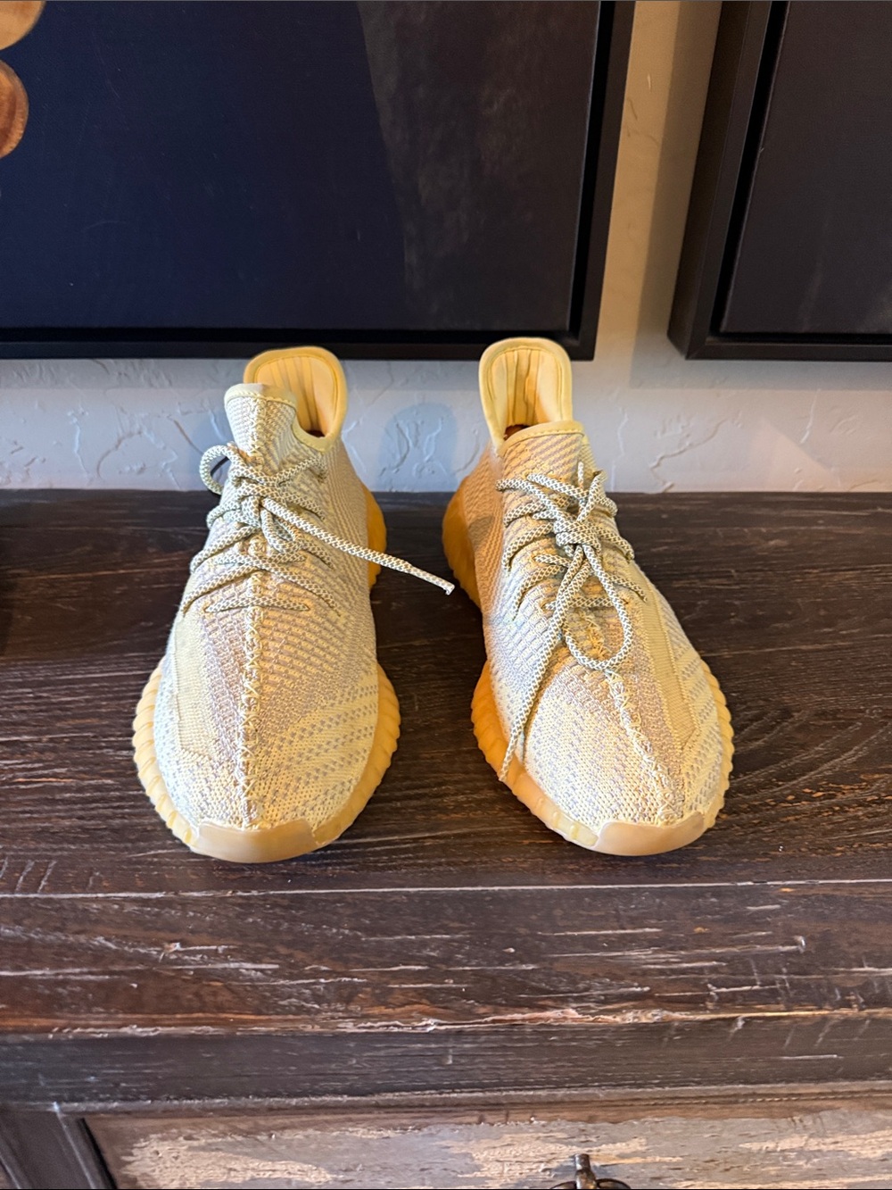 Yeezy Boost 350 V2 Pale Yellow Knit Sneakers - Picture 2 of 6
